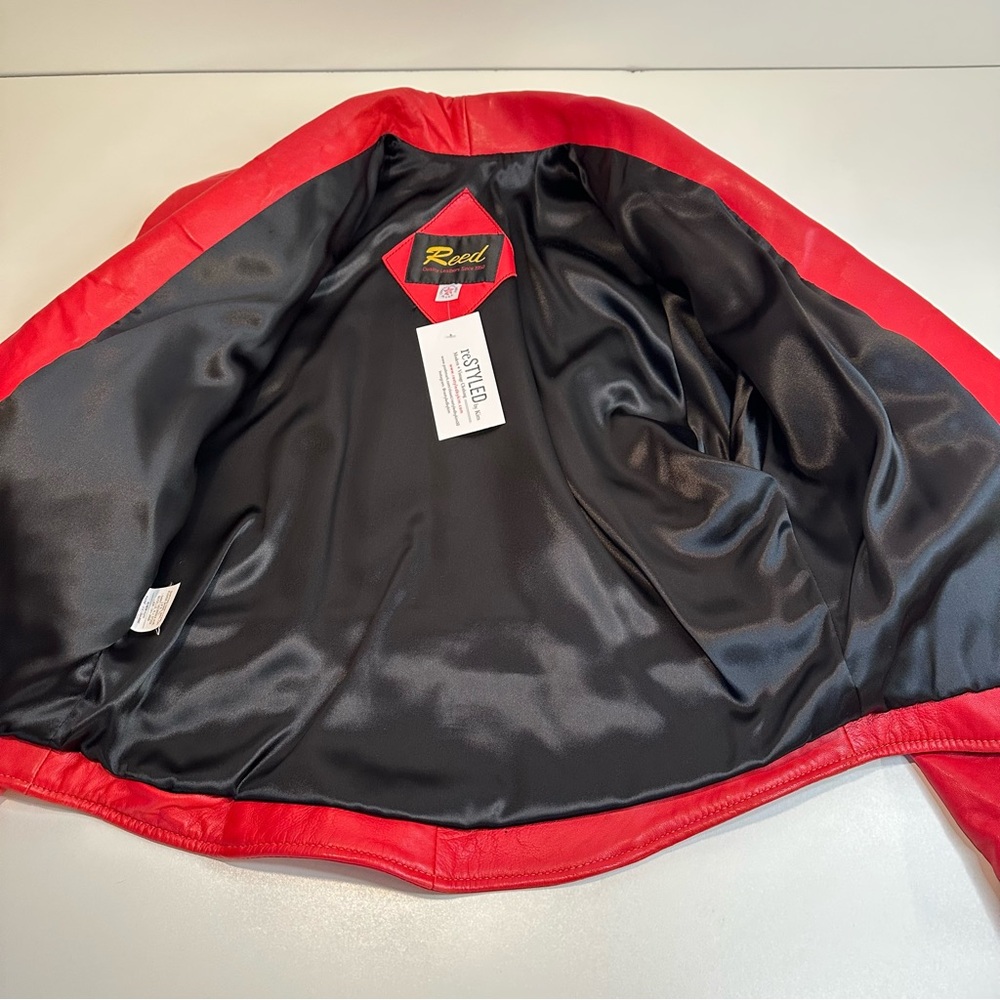 Vintage Red Soft Leather Jacket Women's 1980s 1990s Festive Western Boho Preppy - Picture 9 of 16